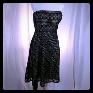 Ann Taylor black lace empire waist dress 6 S